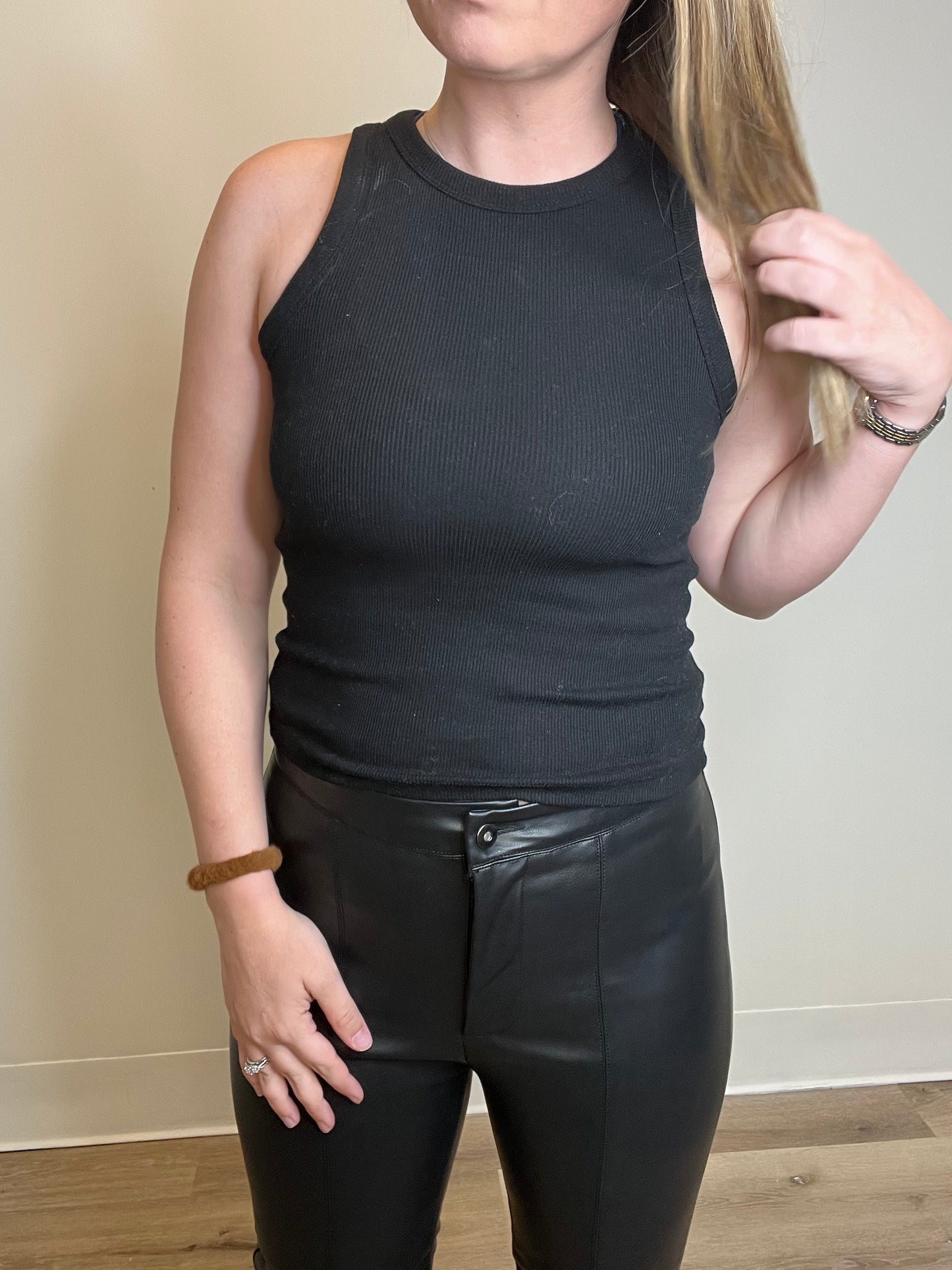 Amy Leather Leggings-Black