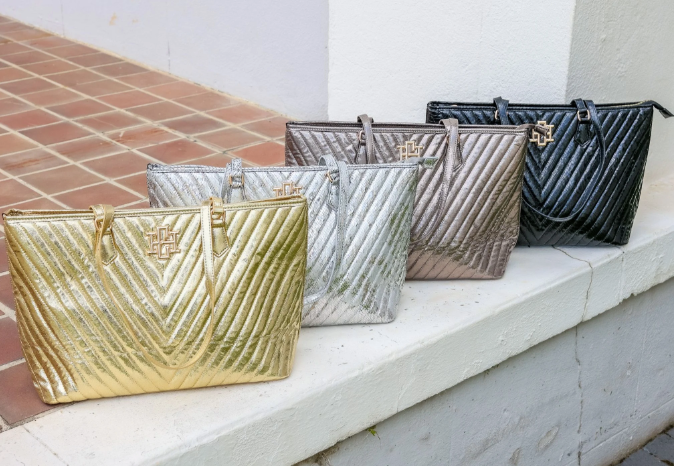 Tabitha Quilted Tote SILVER FLECK