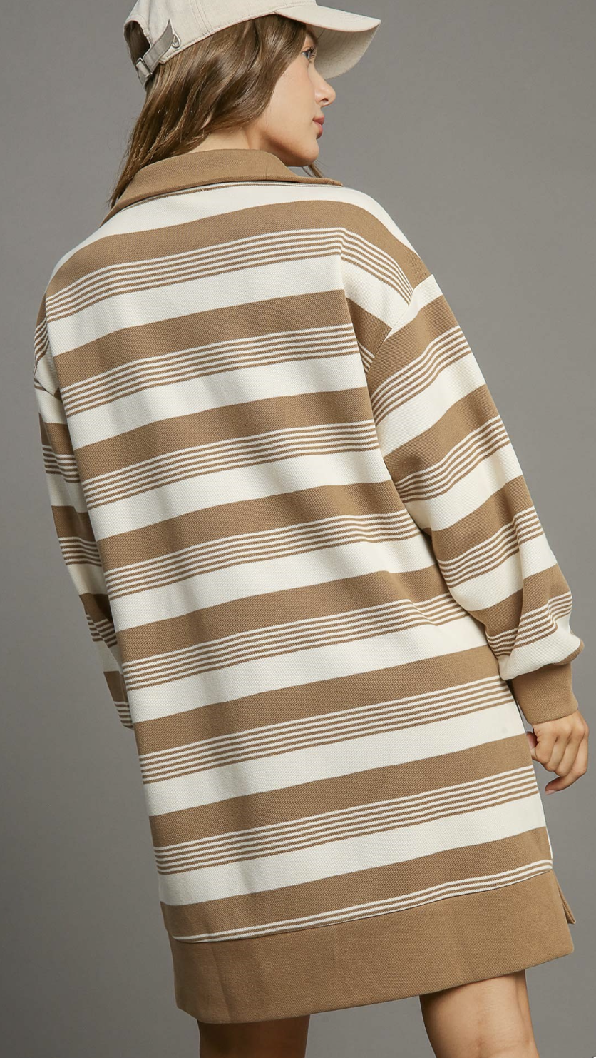 Stripe Half Zip Up Dress