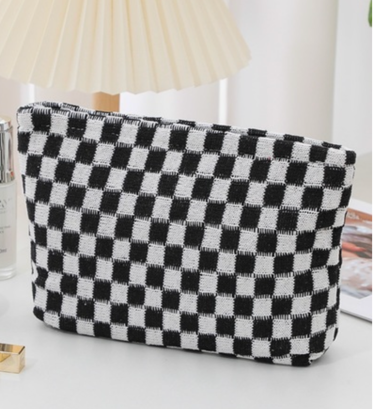 Checkered Makeup Pouch