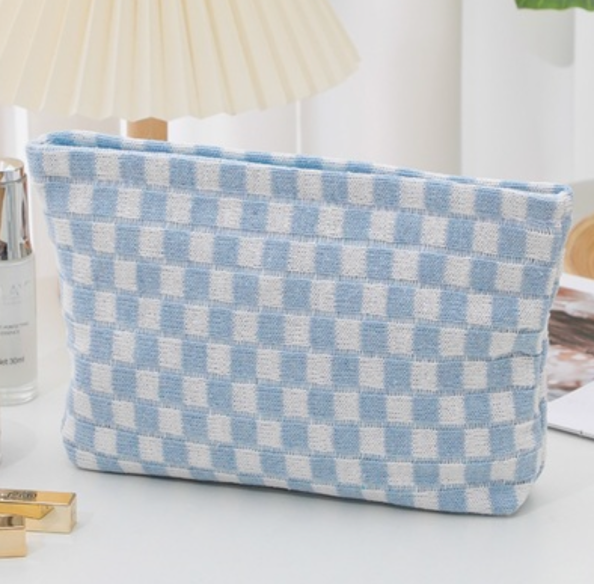 Checkered Makeup Pouch
