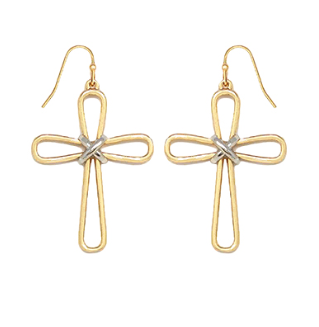 Layered Cross Drop Earrings