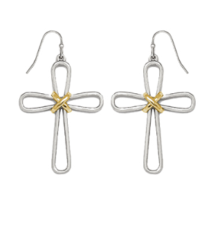 Layered Cross Drop Earrings