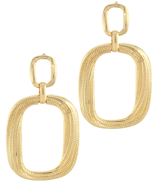 Double Rectangle Textured Drop Earrings