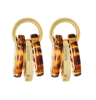 Linked 3 Ring Drop Earrings