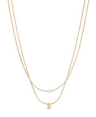 Layered Teardrop & Pearl Duo Necklace