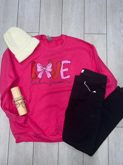 Love Like Jesus Sweatshirt-Pink