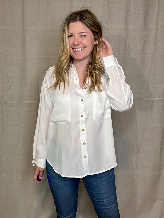 Marley Button Down Top-White