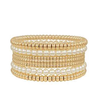 5 Row Gold and Pearl Bracelet