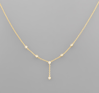 Pave Crystal Link Y Chain Necklace