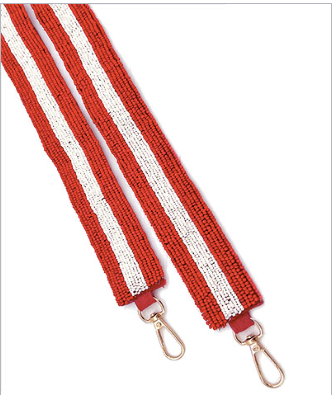 Beaded Purse Strap-Red Stripe