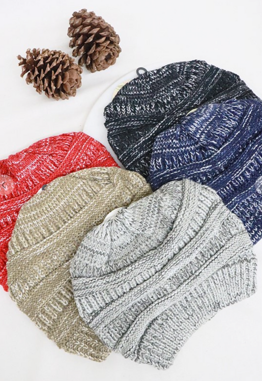 Two Tone Ribbed Knit Beanies