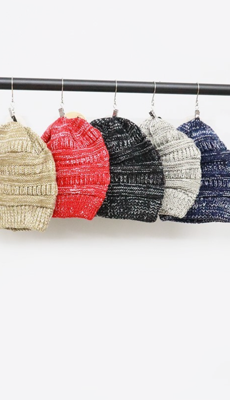 Two Tone Ribbed Knit Beanies